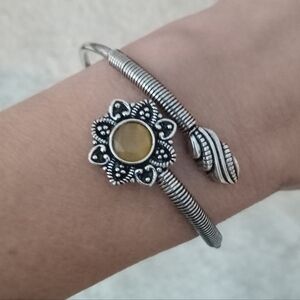 Silver tone thin cuff bracelet